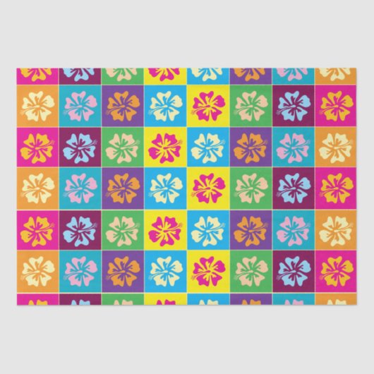 Kleurrijke Hibiscus bloem patroon cadeau wrap Tissuepapier (Voorkant)