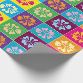 Kleurrijke Hibiscus bloem patroon ontwerp op maat Cadeaupapier (Hoek)