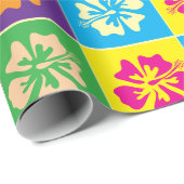 Kleurrijke Hibiscus bloem patroon ontwerp op maat Cadeaupapier (Rol Hoek)