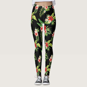 Kleurrijke Hibiscus Bloemen Naadloos Patroon Leggings