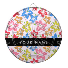 Kleurrijke Hibiscus, Bloemenpatroon, Jouw naam Dartbord