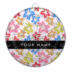 Kleurrijke Hibiscus, Bloemenpatroon, Jouw naam Dartbord