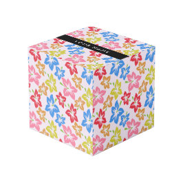 Kleurrijke Hibiscus, Bloemenpatroon, Jouw naam Kubus