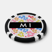 Kleurrijke Hibiscus, Bloemenpatroon, Jouw naam Poker Chips (Enkel)