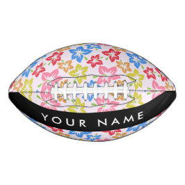 Kleurrijke Hibiscus, Bloempatroon, Uw Naam American Football