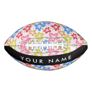 Kleurrijke Hibiscus, Bloempatroon, Uw Naam American Football