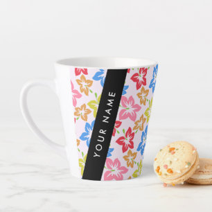 Kleurrijke Hibiscus, Bloempatroon, Uw Naam Latte Mok