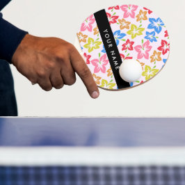 Kleurrijke Hibiscus, Bloempatroon, Uw Naam Tafeltennisbatje