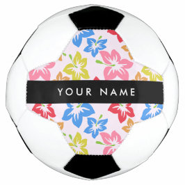 Kleurrijke Hibiscus, Bloempatroon, Uw Naam Voetbal