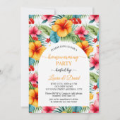 Kleurrijke Hibiscus Floral Housewarming Party Kaart (Voorkant)