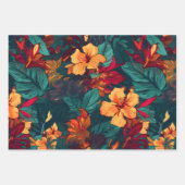 Kleurrijke Hibiscus, Geel Sinaasappel Bloemen, set Inpakpapier Vel (Voorkant 2)