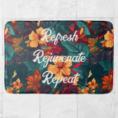 Kleurrijke Hibiscus, geel Sinaasappel Groene Bloem Badmat