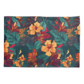 Kleurrijke Hibiscus, geel Sinaasappel Groene Bloem Kussensloop (Achterkant)