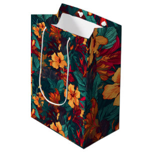 Kleurrijke Hibiscus, geel Sinaasappel Groene Bloem Medium Cadeauzakje