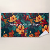 Kleurrijke Hibiscus, geel Sinaasappel Groene Bloem Strandlaken (Voorkant)