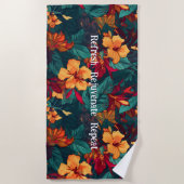 Kleurrijke Hibiscus, geel Sinaasappel Groene Bloem Strandlaken (Voorkant)