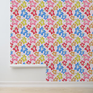 Kleurrijke hibiscus, patroon van bloemen behang