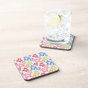 Kleurrijke hibiscus, patroon van bloemen bier onderzetter