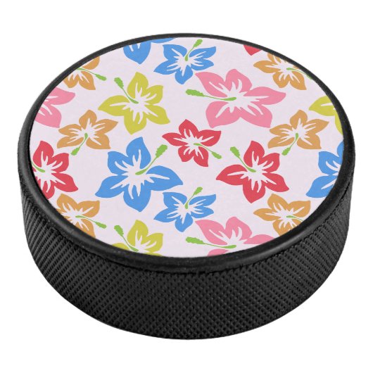 Kleurrijke hibiscus, patroon van bloemen hockey puck (3/4)