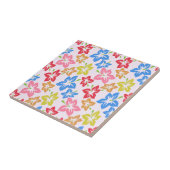 Kleurrijke hibiscus, patroon van bloemen tegeltje (Zijkant)