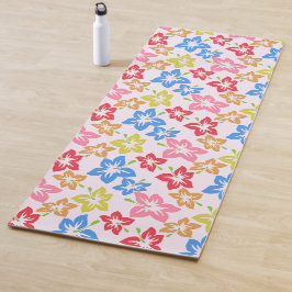 Kleurrijke hibiscus, patroon van bloemen yogamat