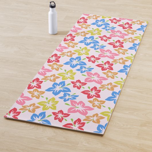 Kleurrijke hibiscus, patroon van bloemen yogamat (In situ)