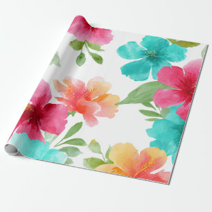 Kleurrijke Hibiscus Tropische Hawaiaanse Strand Bl Cadeaupapier