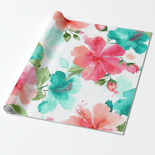 Kleurrijke Hibiscus Tropische Hawaiaanse Strand Bl Cadeaupapier