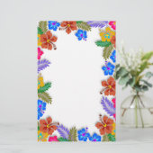 Kleurrijke Hibiscus Tuin Rand Blank White Paper Briefpapier (Staand voorkant)