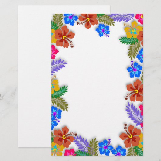 Kleurrijke Hibiscus Tuin Rand Blank White Paper Briefpapier (Voorkant / Achterkant)