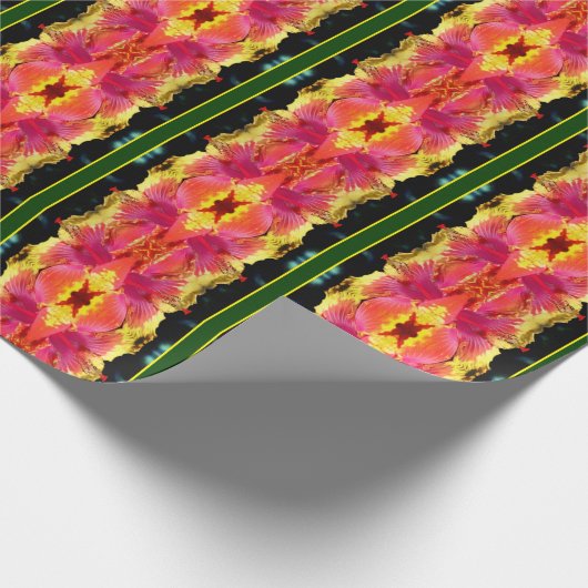 Kleurrijke Hibiscusbloem Close-up Abstract Cadeaupapier (Hoek)