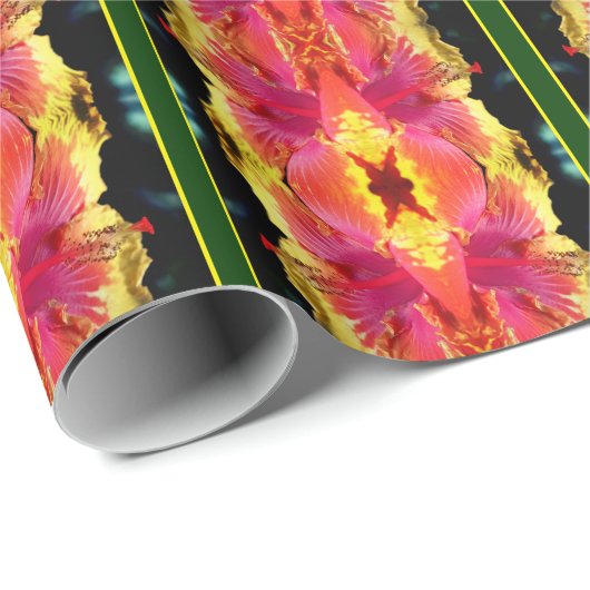 Kleurrijke Hibiscusbloem Close-up Abstract Cadeaupapier (Rol Hoek)