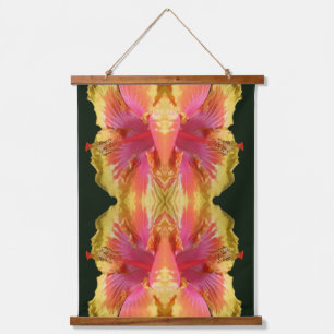 Kleurrijke Hibiscusbloem Close-up Abstract Hangend Wandkleed