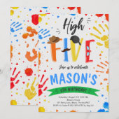 Kleurrijke High Five verjaardag Kaart (Voorkant / Achterkant)