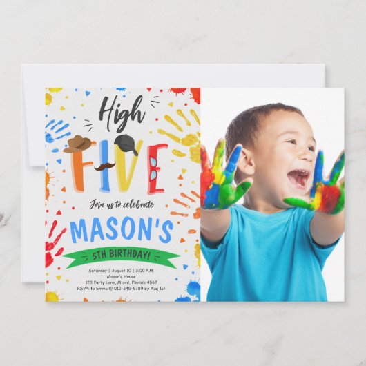 Kleurrijke High Five verjaardagsfoto Kaart (Voorkant)