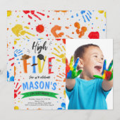 Kleurrijke High Five verjaardagsfoto Kaart (Voorkant / Achterkant)