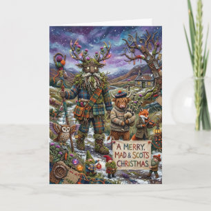 Kleurrijke Highland Kerst Viering Kaart