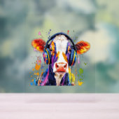 Kleurrijke Highland Koe Acryl Bord (Neutraal)