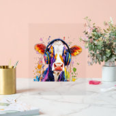 Kleurrijke Highland Koe Acryl Bord (Huwelijk)