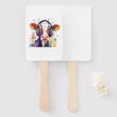 Kleurrijke Highland Koe Handwaaier (Voorkant en achterkant)