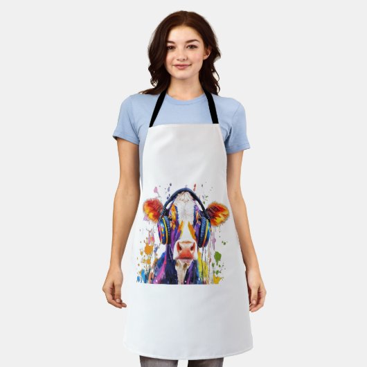 Kleurrijke Highland Koe Schort (Gedragen)