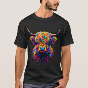 Kleurrijke Highland Koe T-shirt