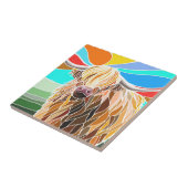 Kleurrijke Highland Koe Tegeltje (Zijkant)