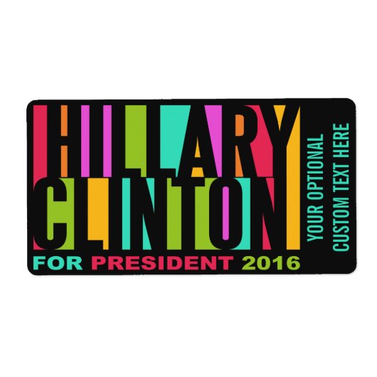 Kleurrijke Hillary Clinton 2016 aangepaste labels (Voorkant)
