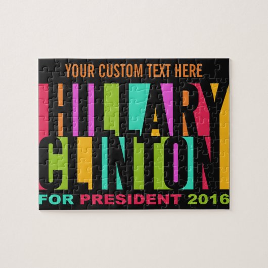 Kleurrijke Hillary Clinton 2016 aangepaste puzzel (Horizontaal)