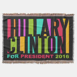 Kleurrijke Hillary Clinton 2016 werpdeken Deken