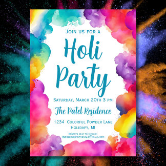 Kleurrijke Hindu Holi Festival Party Kaart