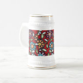 kleurrijke hippe bloemen stein bierpul (Voorkant links)