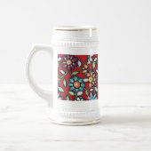 kleurrijke hippe bloemen stein bierpul (Links)