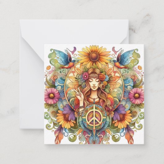 Kleurrijke hippe Kaart Notitiekaartje (Voorkant)